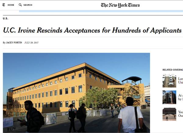 Uci取消500多名学生的录取 你以为拿到offer就稳妥了吗 留学美国网