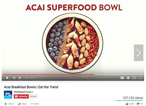 acai bowl (巴西莓冰沙) 的固定搭配