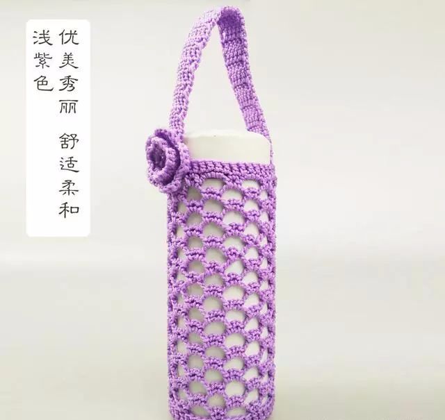 纯手工钩针编织~糖果色镂空杯套,甜美温馨,青春可爱,有花样图解