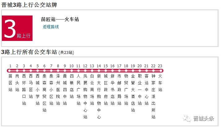 12月1日起 晋城市公交公司开通火车站夜间专线 (3路公交车) 发车时间