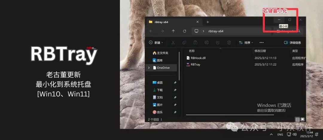 RBTray：老古董更新：右键最小化到系统托盘[Win10、Win11] 1