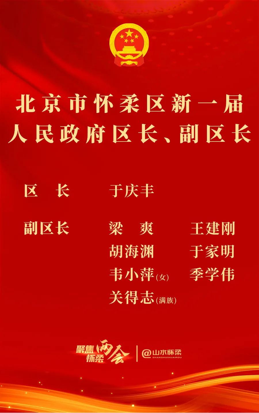 聚焦两会怀柔区新一届人大常委会及一府一委两院领导集体亮相