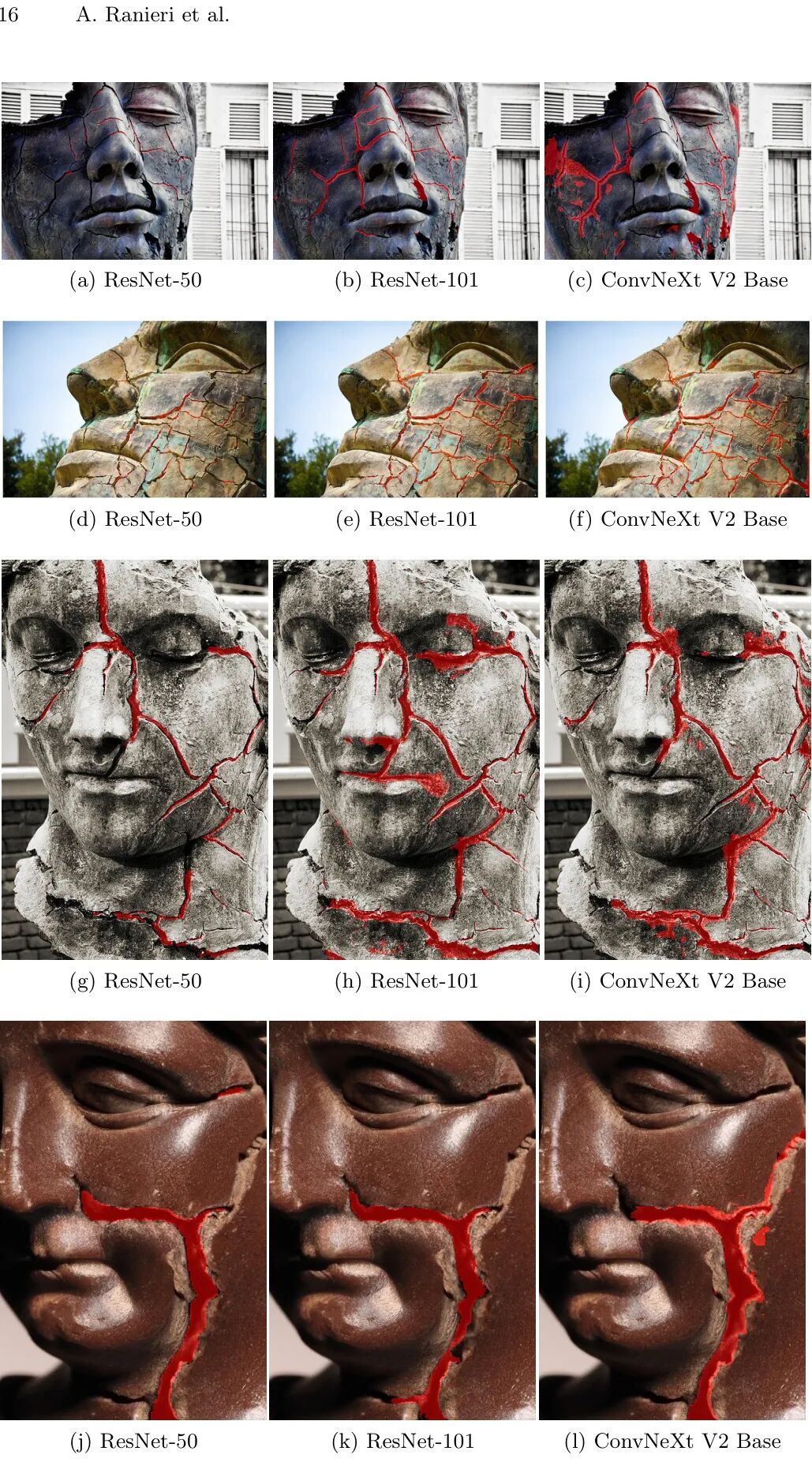 图4：相同雕像图像使用其他三种模型处理的结果