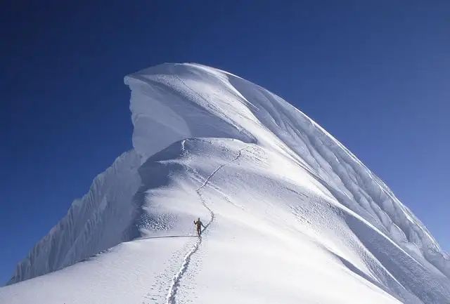 r/megalophobia - Giant cornice on top of the Chopicalqui (6.345 m) in the Andes in Peru