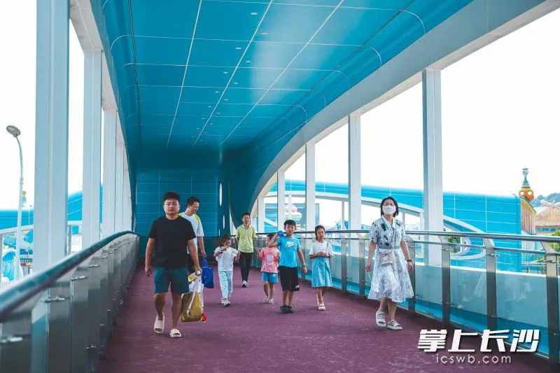 景觀橋橋頂設(shè)置了雨棚結(jié)構(gòu)具備遮陽(yáng)擋雨的功能圖片