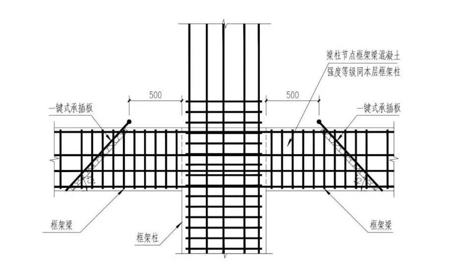 梁柱节点高低标号混凝土如何拦截承插板工艺