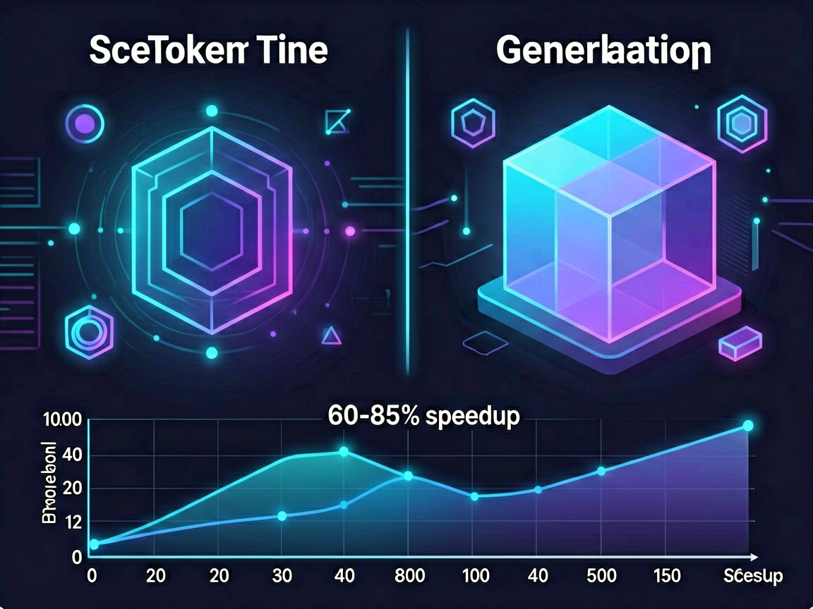 自回归 vs 半自回归对比图：左侧逐 token 生成 vs 右侧块生成，底部显示 60-85% 速度提升