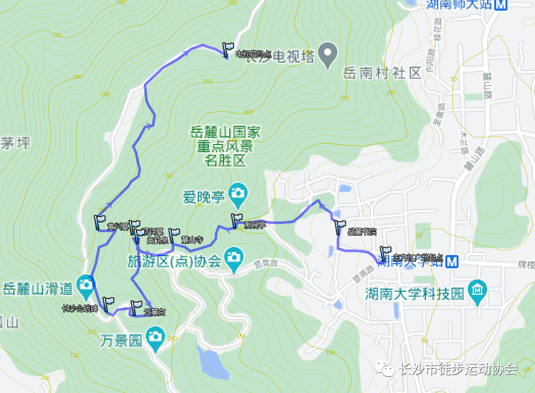 湖南长沙岳麓山九条登山徒步线路汇总