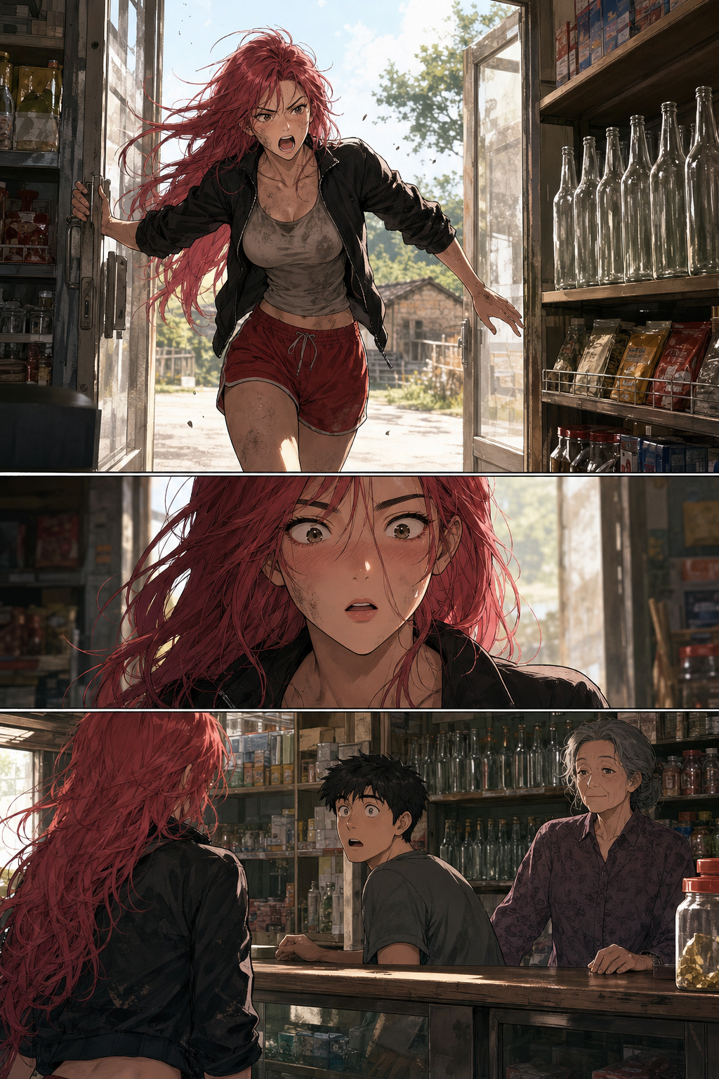 红发女客冲进杂货铺