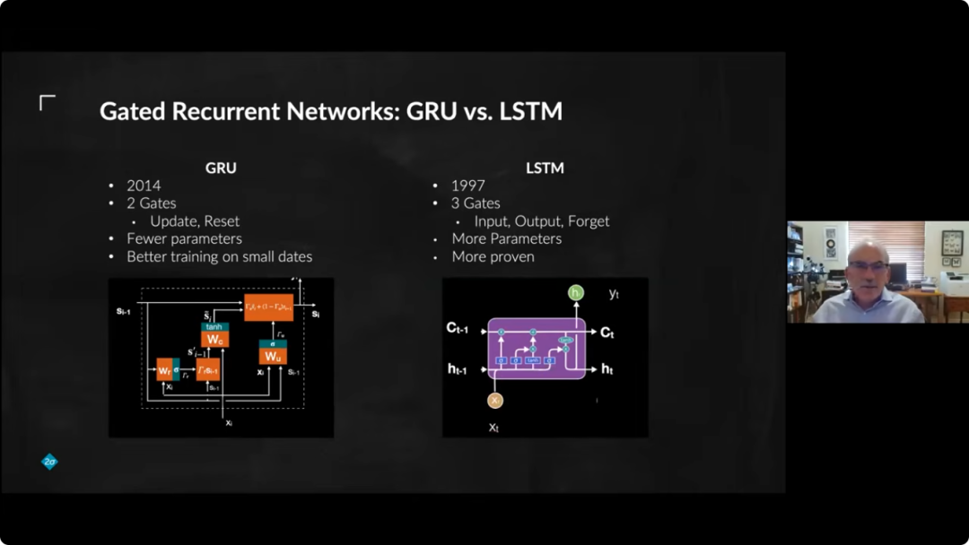 GRU 与 LSTM 的门、参数数量和内部结构比较