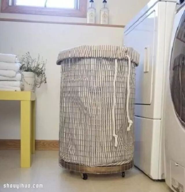 【旧物改造】圆筒造型洗衣筐收纳筐DIY手工制作图解教程210223