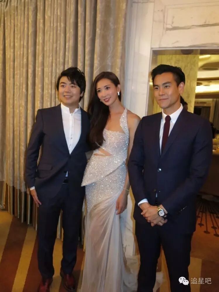 音乐家朗朗 左起 ,林志玲及彭于晏开心合影.图/微观娱乐