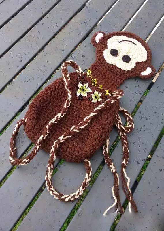 手工编织丨趣味钩包之儿童钩针小猴束口背包