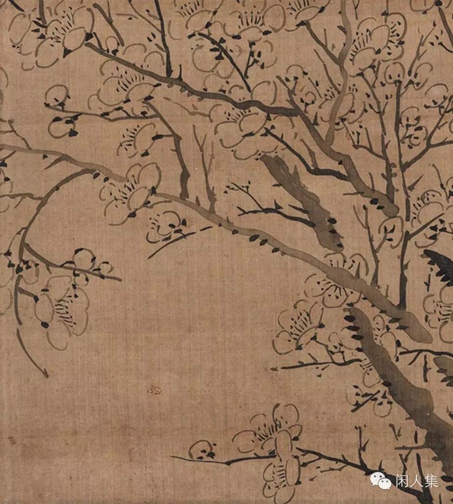 钩玄馆 八怪 浙江省博物馆藏其梅花图册,有一页画落梅,画面很简单,画