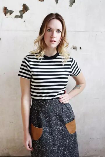 旧裙子改造——一款牛仔风格皮革口袋一步裙简单教程