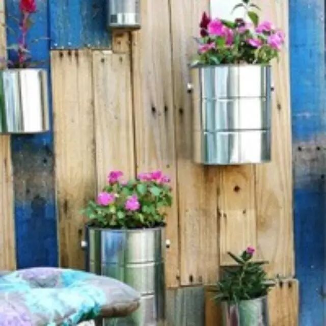 废铁罐旧物改造成院子或阳台打造垂直空中花园装饰物200630