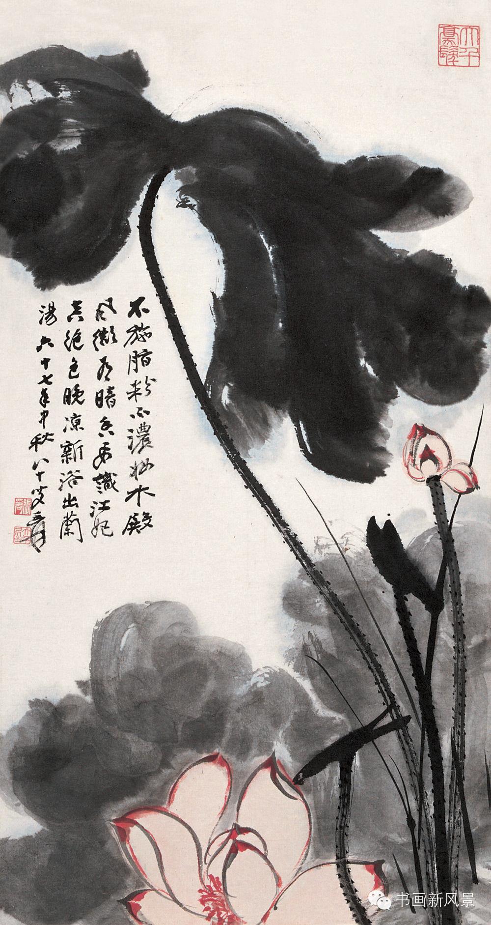 泼墨泼彩大师张大千笔下的泼墨泼彩荷花