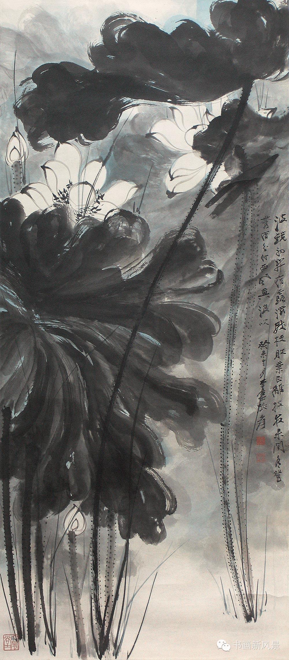 泼墨泼彩大师张大千笔下的泼墨泼彩荷花