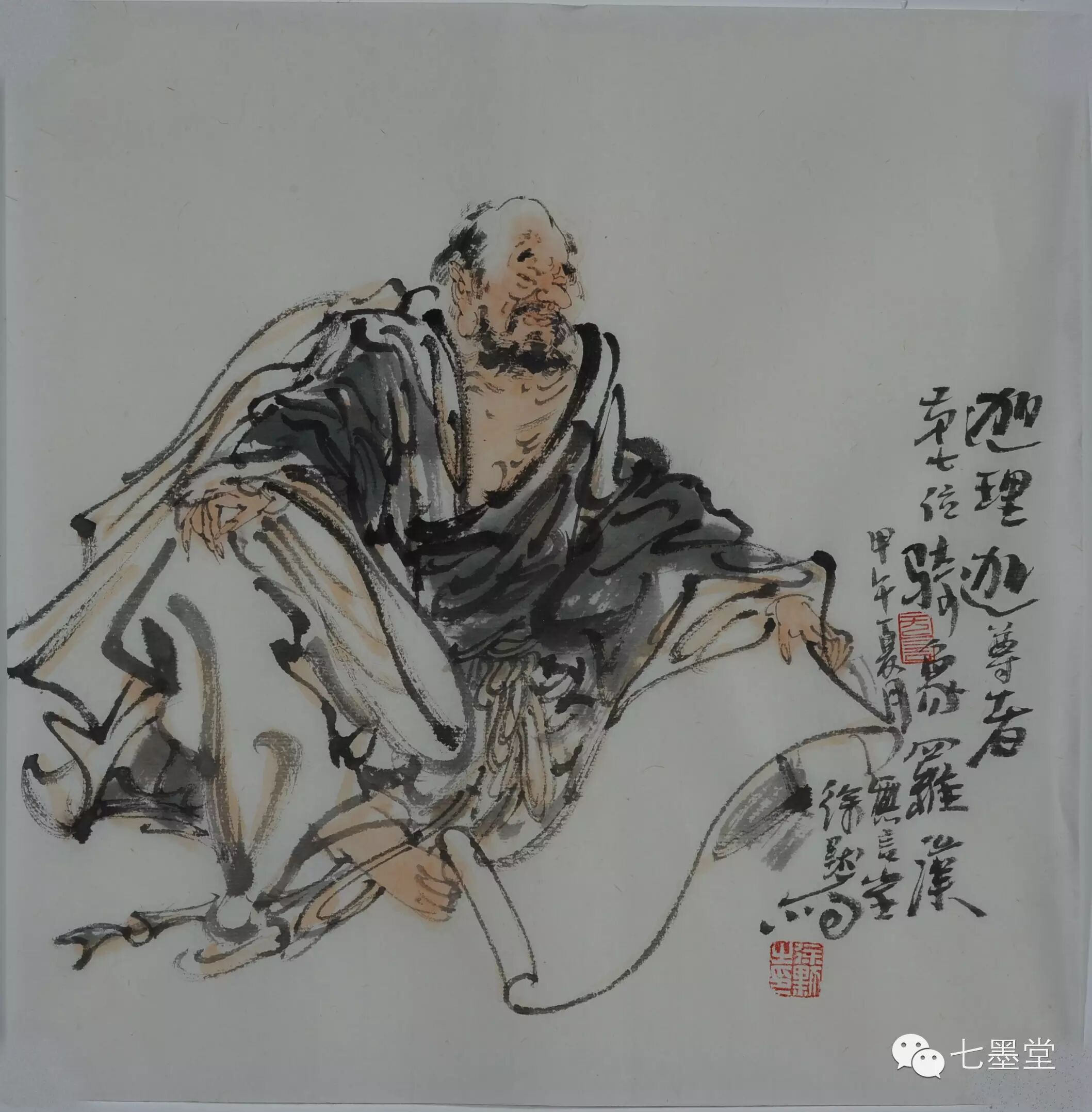 十八罗汉系列徐默水墨人物作品