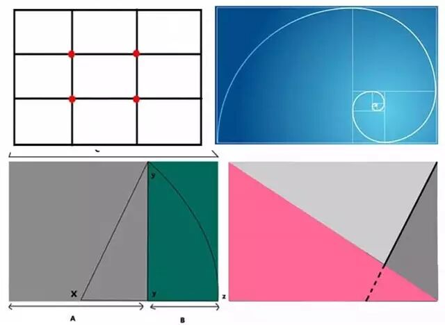 >> 正文 然后第二种较专业的构图方法叫"黄金分割构图",它的示意图是