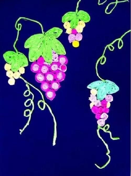 创意手工装饰画教程——皱纹纸葡萄