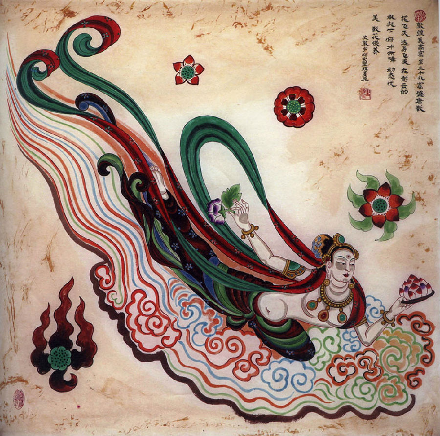 敦化壁画复原图之飞天
