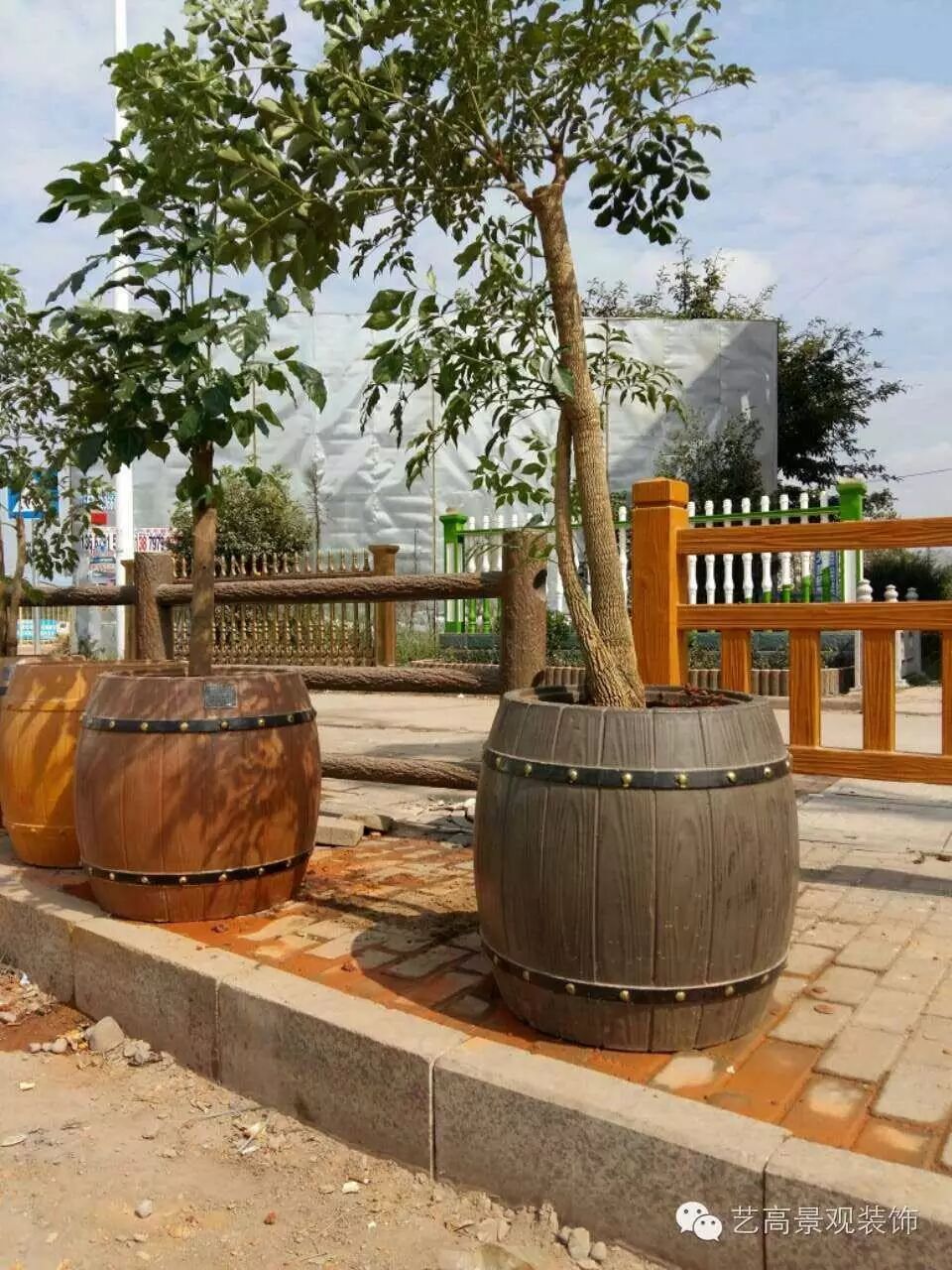 户外景观小品江西仿木花箱厂家优质美观大方水泥仿木花箱定制