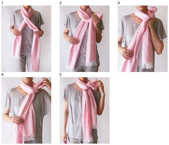 女生戴围巾的方法图解图片