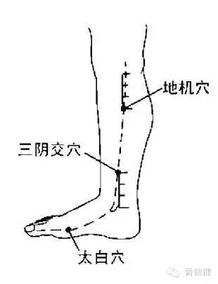 糖尿病按摩穴位七:阴市把腿伸直,膝盖处会出现一个