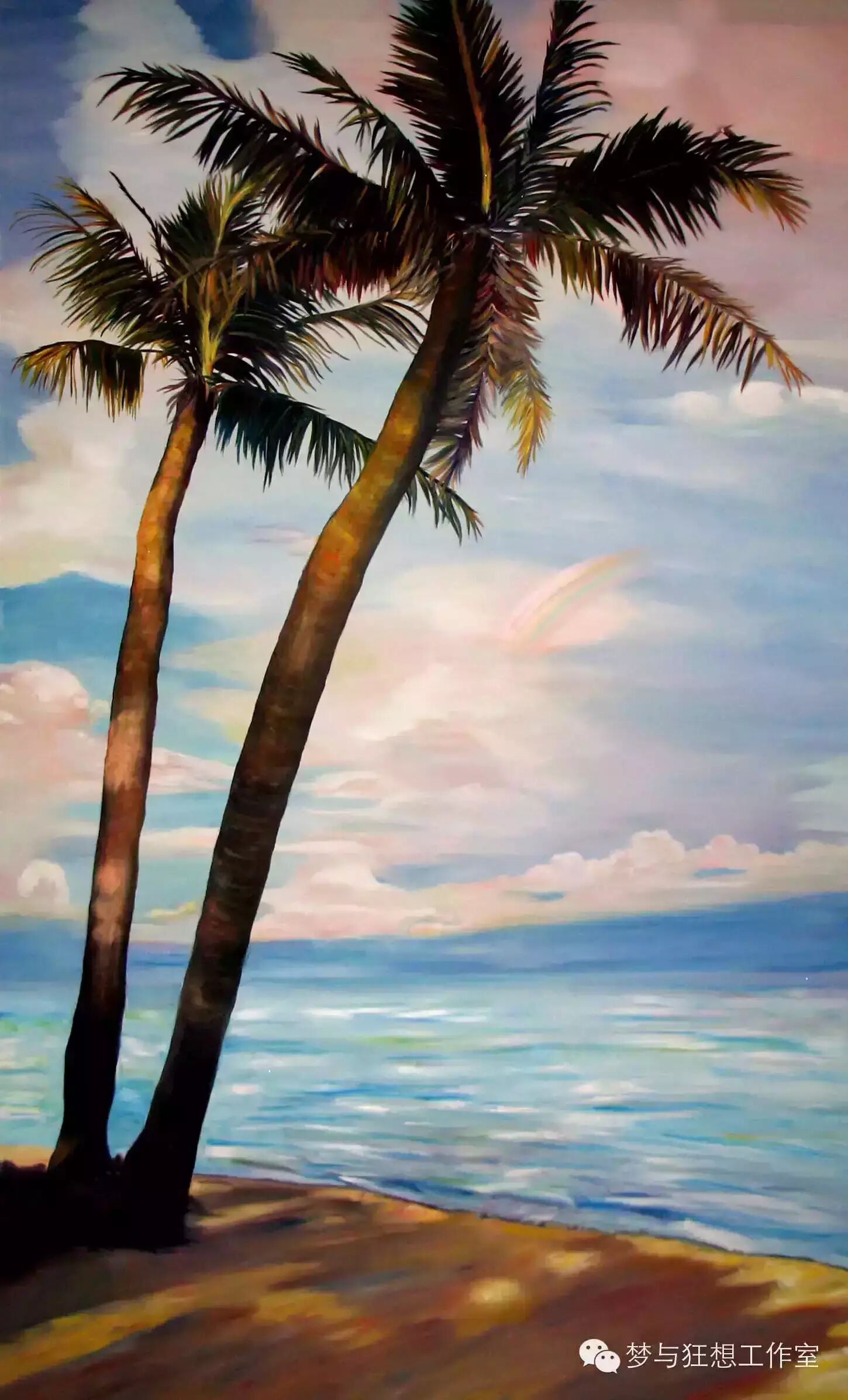 岭南汇餐饮"棕南海"包房墙体风景丙烯画布面风景油画