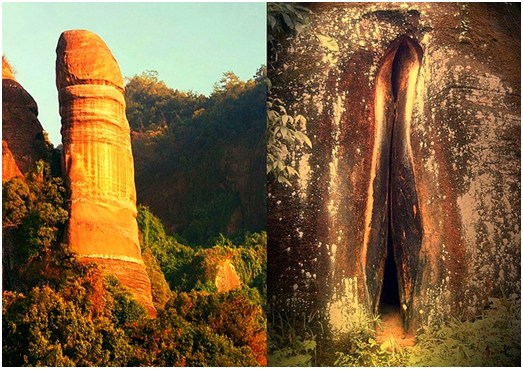 区内的自然形成的阳元石和阴元石让人脸红心跳.