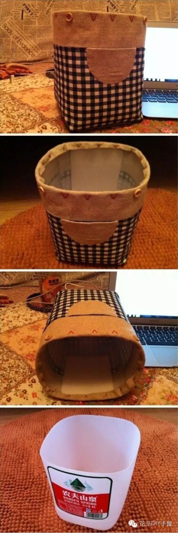 收纳盒制成文件夹大号矿泉水瓶diy收纳提篮,很实用的废物利用小制作