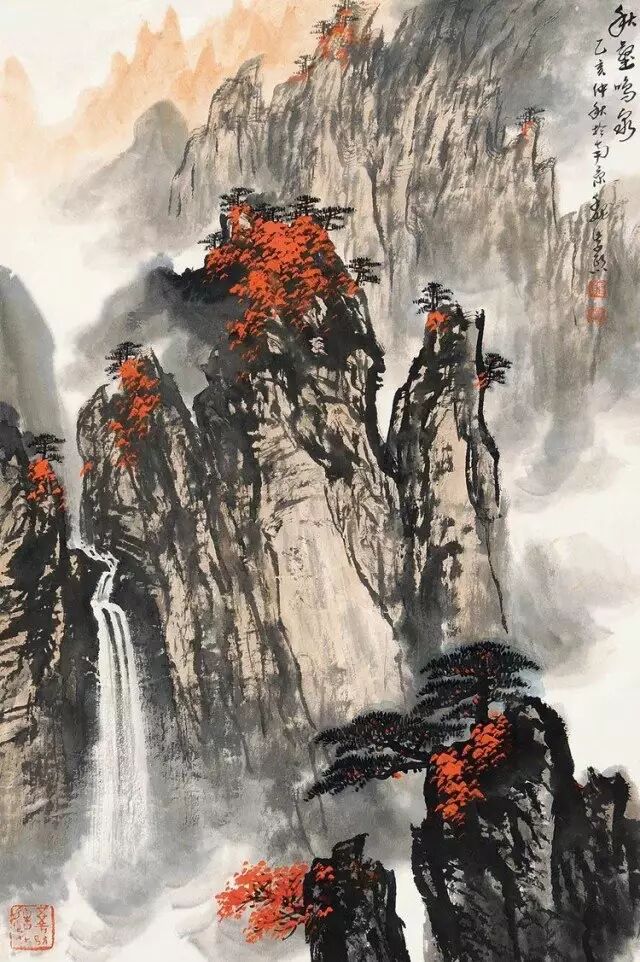 中国山水画瀑布作品欣赏上