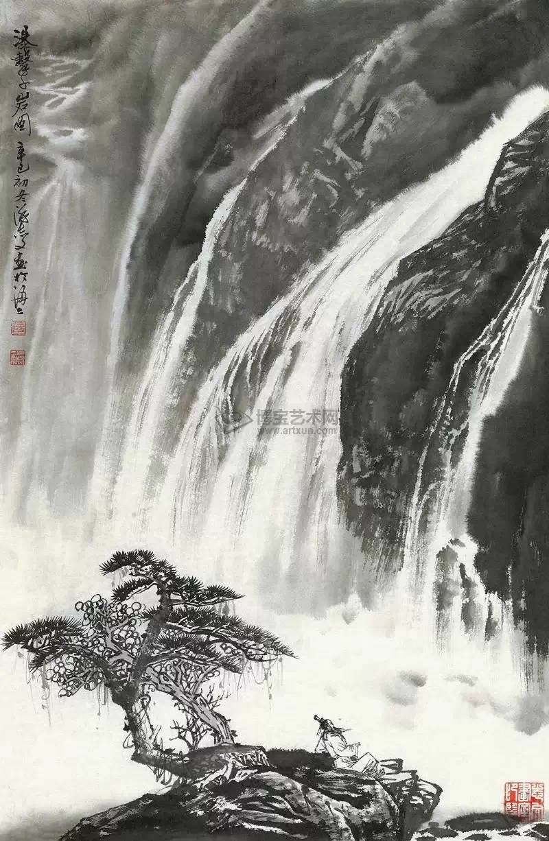 中国山水画瀑布作品欣赏上