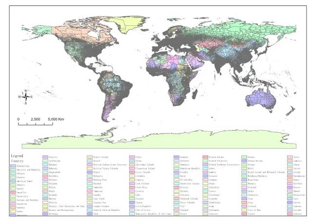全球行政区划图-元地理信息科学