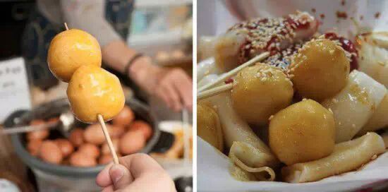 鱼蛋 鱼蛋通常由鳕鱼和黑线鳕制成,夜市里做成串卖.