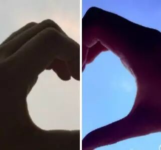 随后,陈妍希也发微博艾特陈晓同样配图用手比另一半心.