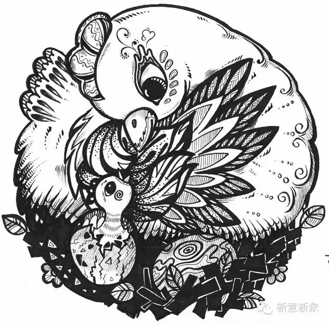 【作业展示】黑白装饰画的基本构图和表现方式再探索