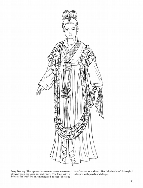 中国各朝代传统服饰手绘白描稿超全