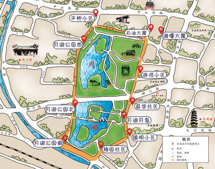 公共自行车骑行手绘地图出炉,小伙伴们约起来!