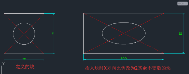 CAD中如何进行X、Y两个轴向不等比例缩放图形？的图5