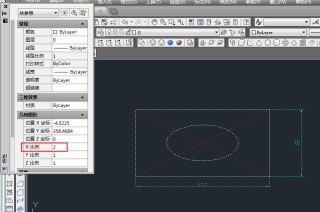 CAD中如何进行X、Y两个轴向不等比例缩放图形？的图6