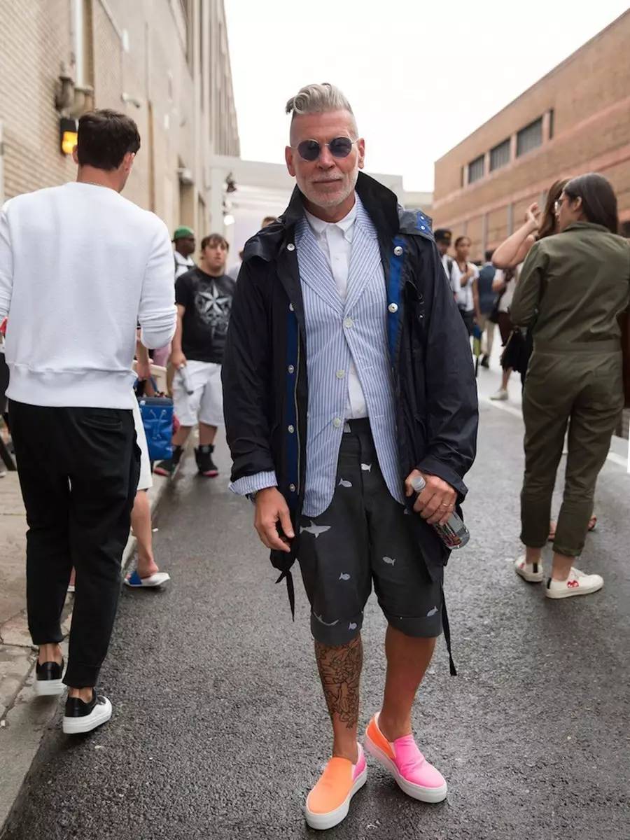 街拍客中的红人 nick wooster,夏季的街拍里将各种短裤搭配得出神入化