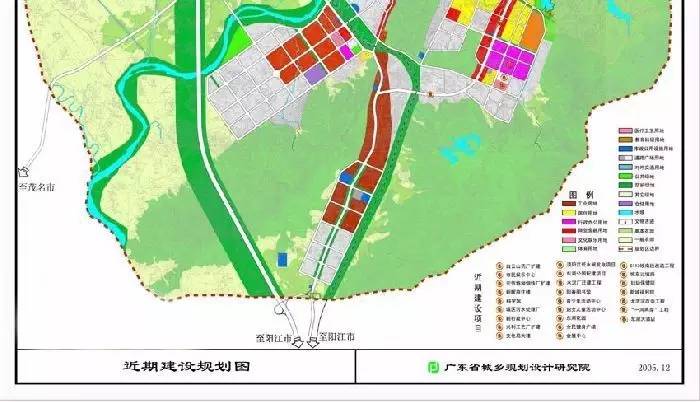 阳春市政府提出城市结构发展模式采取组团布局,规划五大功能组团,其中
