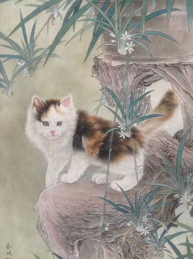 工笔画猫
