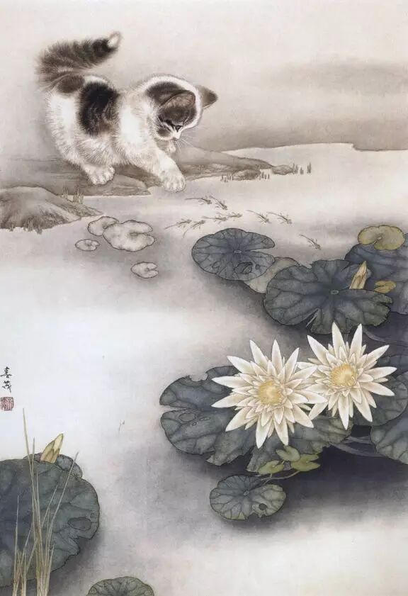 工笔画猫