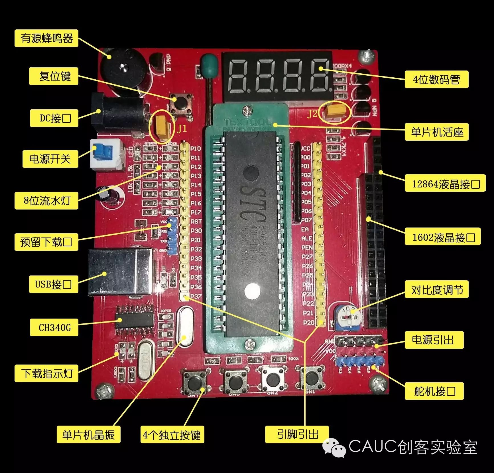 mini51单片机开发板资源图