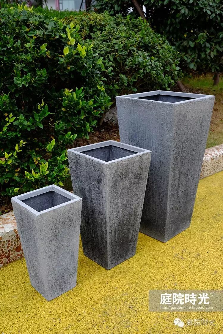 【庭院元素】简约风格花盆——超大高方菱镁水泥盆赏析