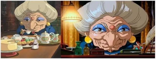 《千与千寻》里也有汤婆婆和钱婆婆这样的姐妹花人设,都是一个暴劣,一