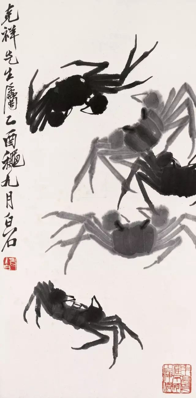 齐白石画蟹和他画虾一样有名!